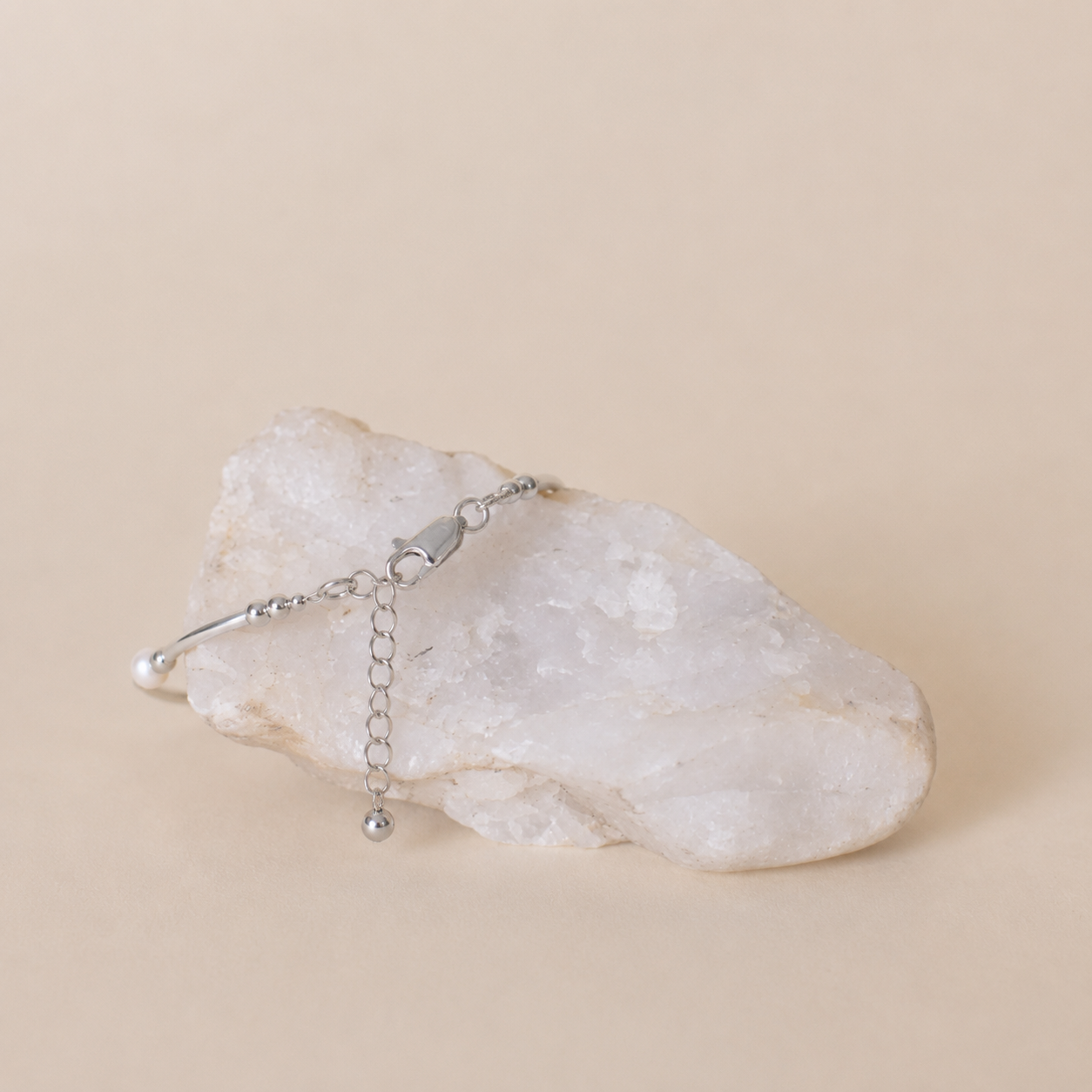 Silver Tube Bracelet with Pearl