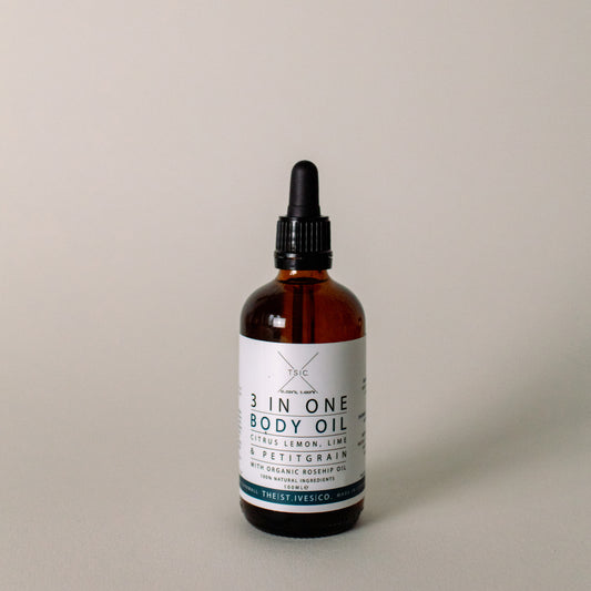 3 in One Body Oil-Citrus, Lemon & Lime & Petigrain- perfect all over body moisturiser- Made in Cornwall- Natural self care- Artisan