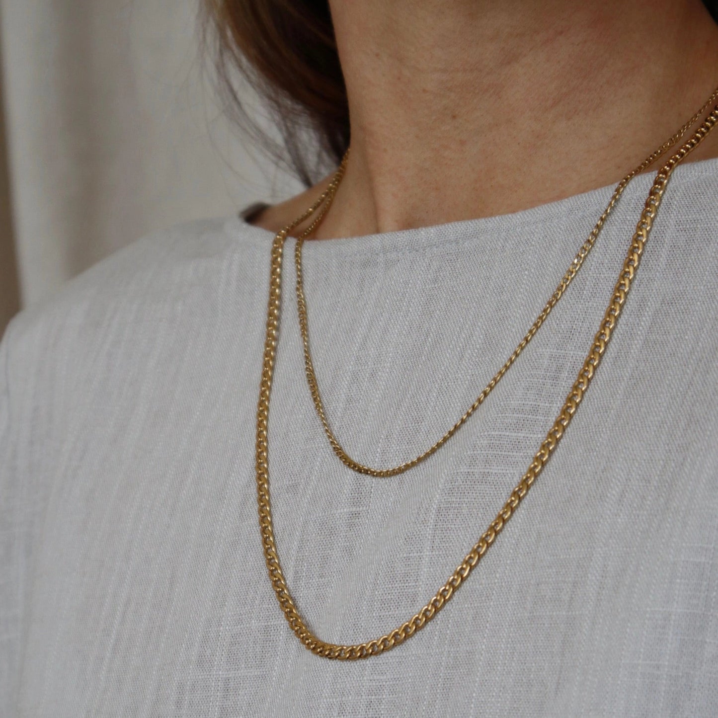 Simple 'Mermaid Gold' Mid Length Chain Necklace
