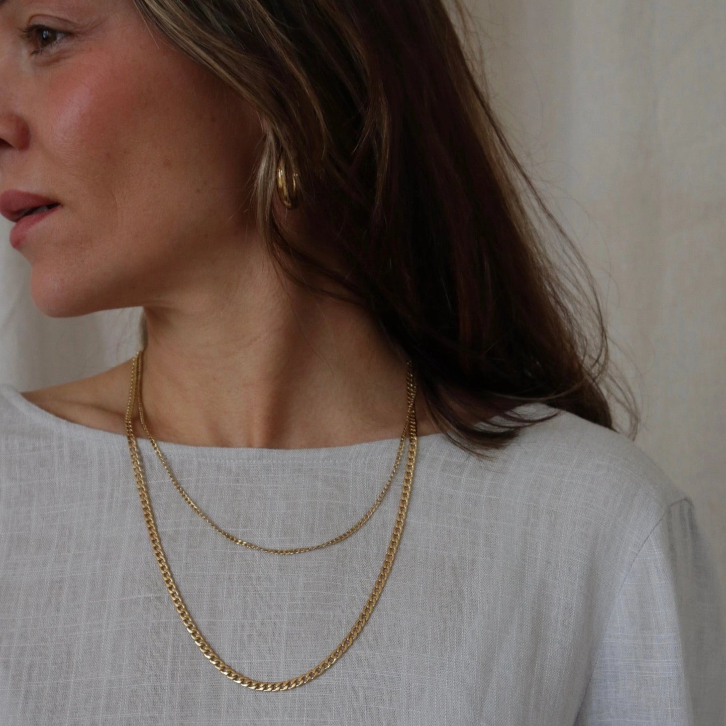 Simple 'Mermaid Gold' Mid Length Chain Necklace