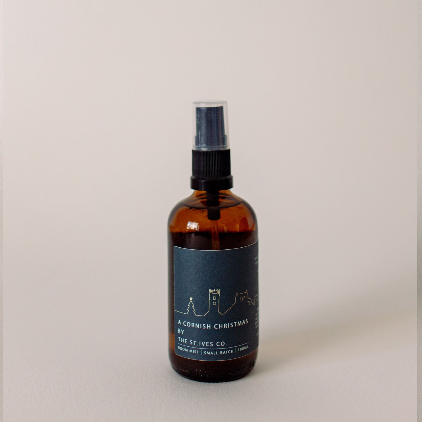 A Cornish Christmas Room Mist- Cosy Christmas scent- made in St Ives Cornwall. Amber bottle. Artisan, unique & exclusive to The St Ives Co.
