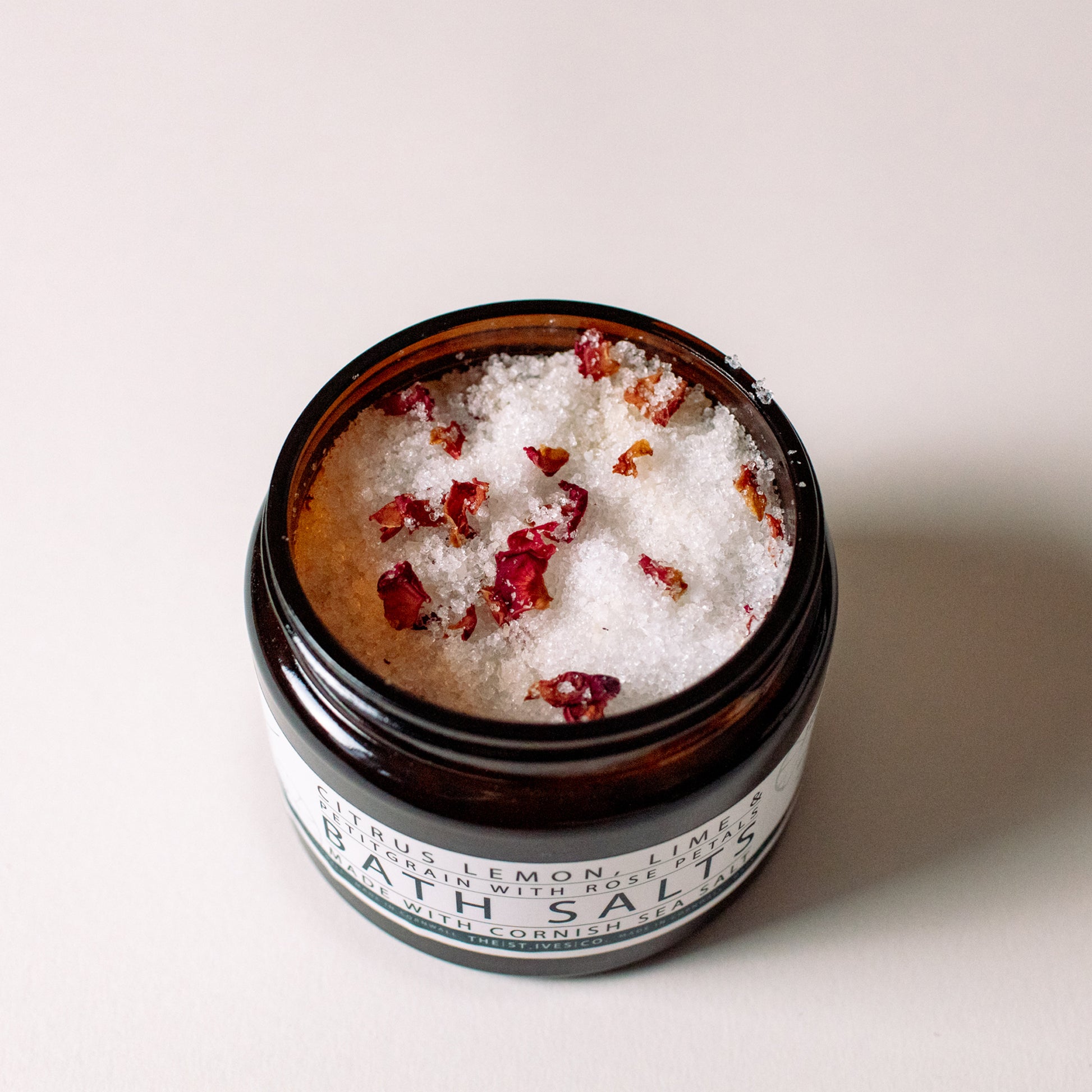 Citrus Lemon, Lime & Petitgrain Bath Salts with Rose Petals // Made in Cornwall - The St. Ives Co.