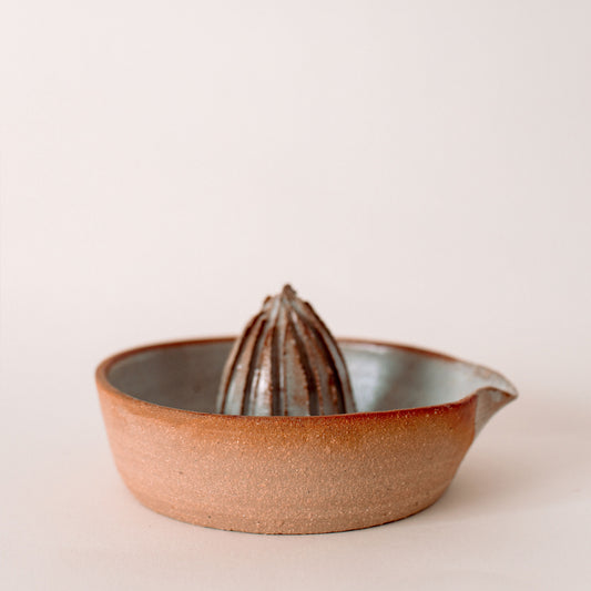 A ceramic hand made juicer- stylish and functional- made in Cornwall. Artisan.