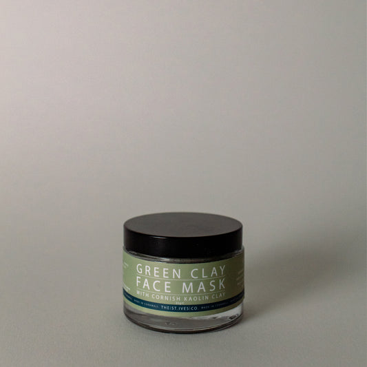 Green clay face mask. 100% pure & natural. Made in Cornwall. small batch. Cosmetics. gift.