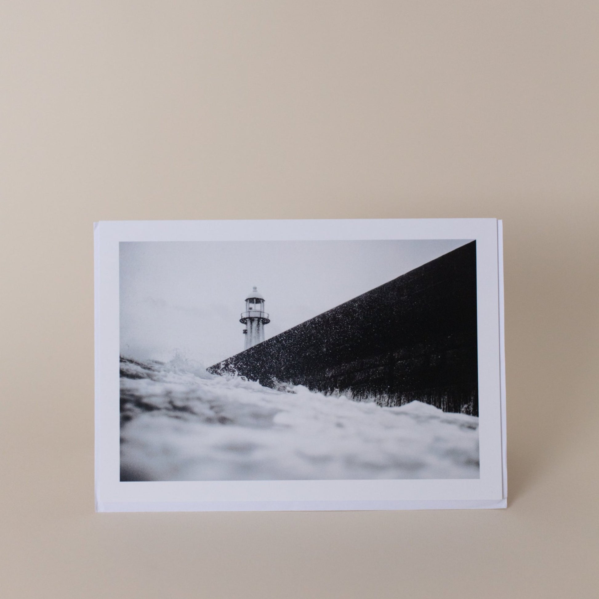 Lighthouse on Smeaton’s Pier greetings card- Black & White art photography-Nick Pumphrey- Exclusive-Art