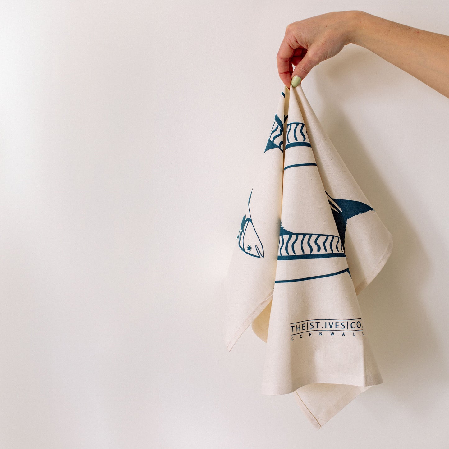 Teal St. Ives & Mackerel Printed Tea towels - The St. Ives Co.