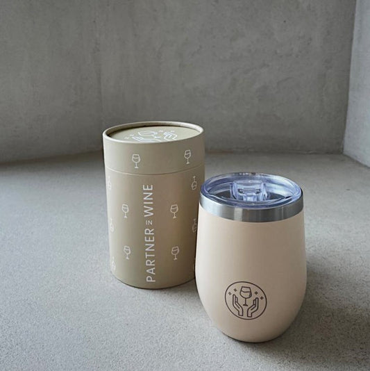 Partner in wine tumbler in sand colour. Cornwall, perfect gift