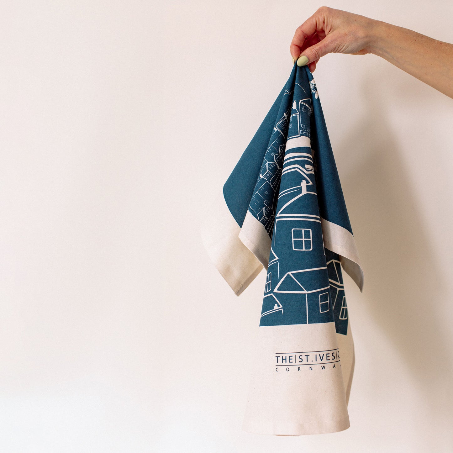 Teal St. Ives & Mackerel Printed Tea towels - The St. Ives Co.