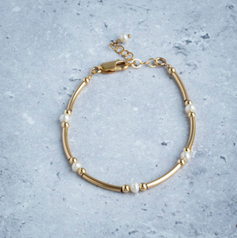 Tube Bracelet with Pearl