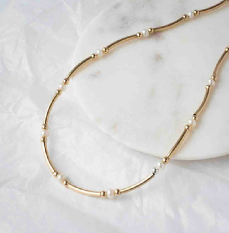 Tube Necklace with Pearl