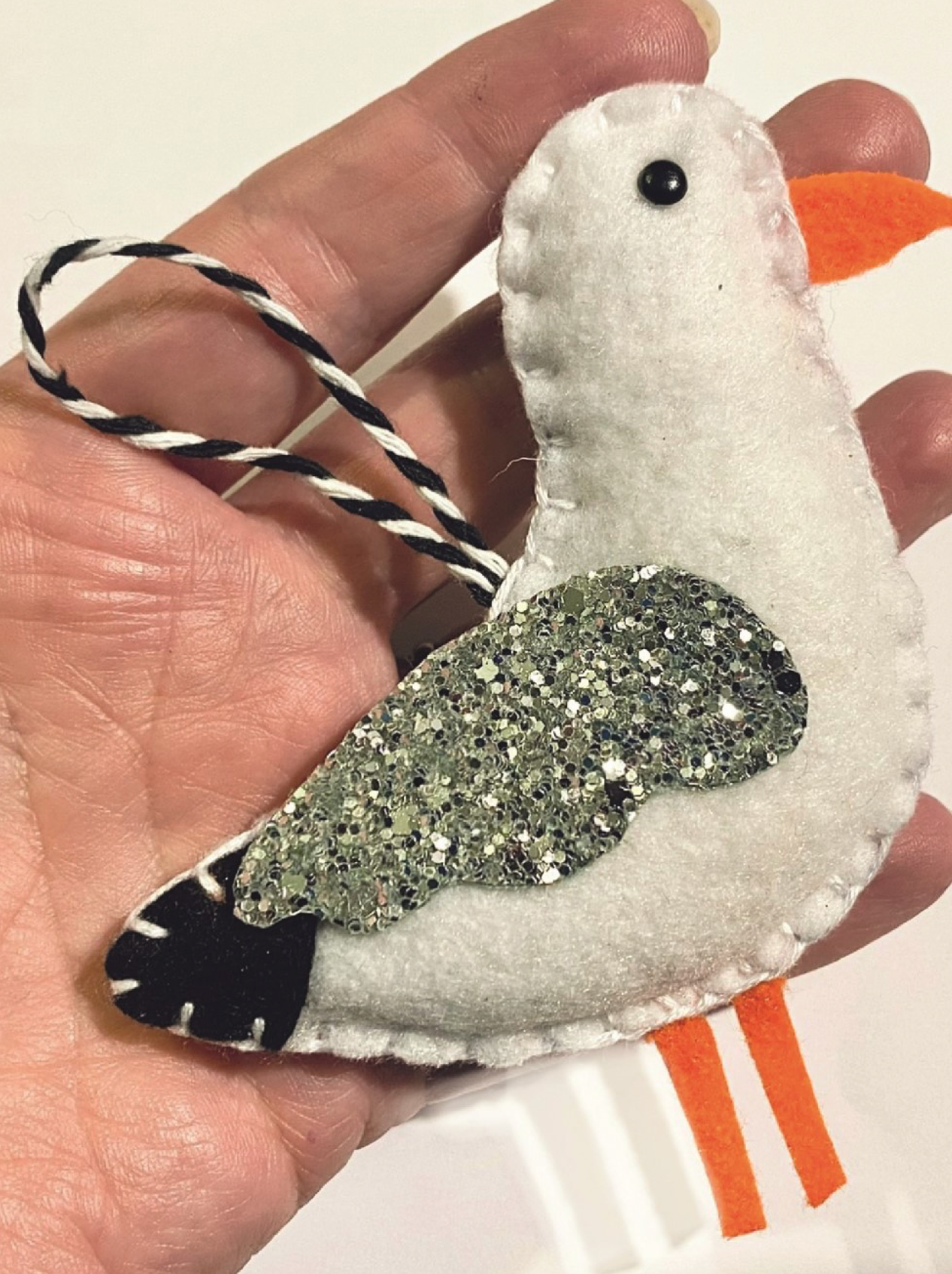 Glitzy Seagull Decoration
