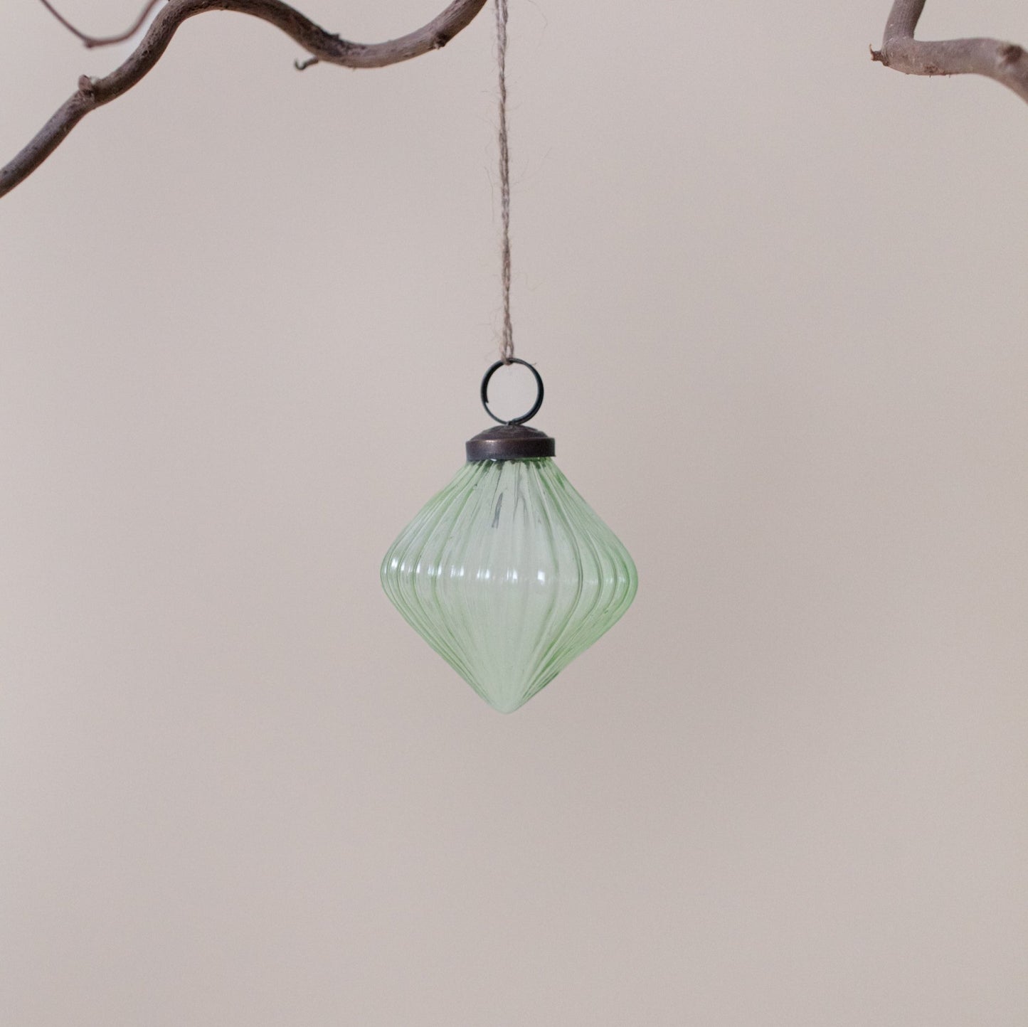 Green Glass Diamond Bauble Decoration