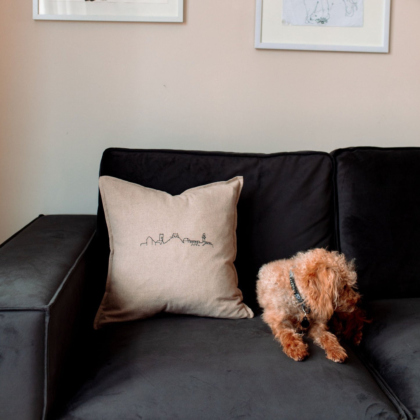 Oatmeal St. Ives Skyline Linen Cushion