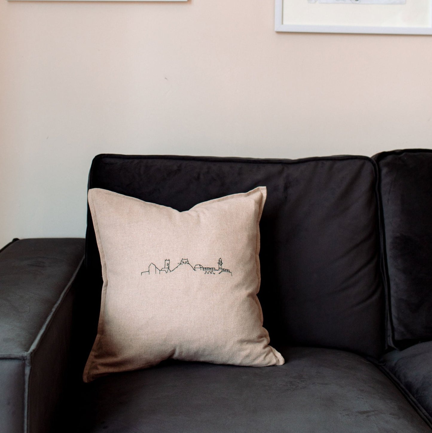 Oatmeal St. Ives Skyline Linen Cushion