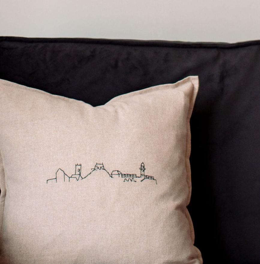 Oatmeal St. Ives Skyline Linen Cushion