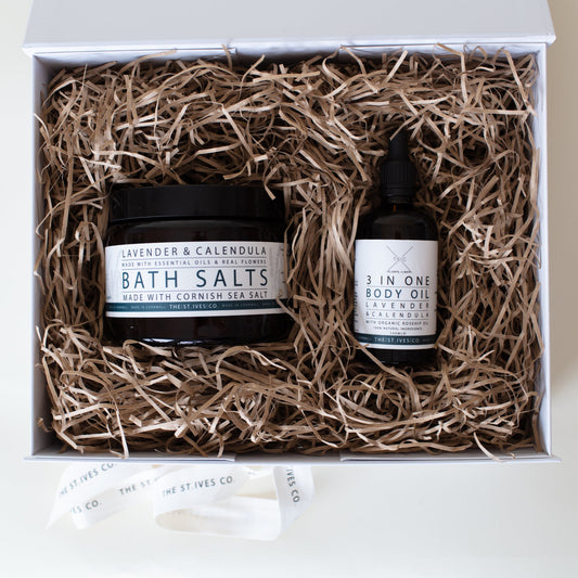 Lavender & Calendula Baths & 3 in 1 Body Oil Cornish Hamper