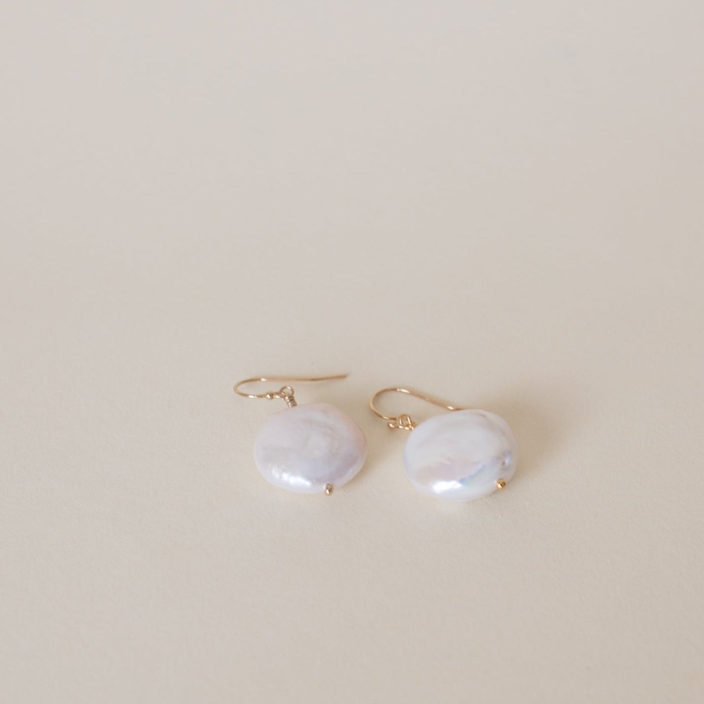 Large Coin Pearl Earrings