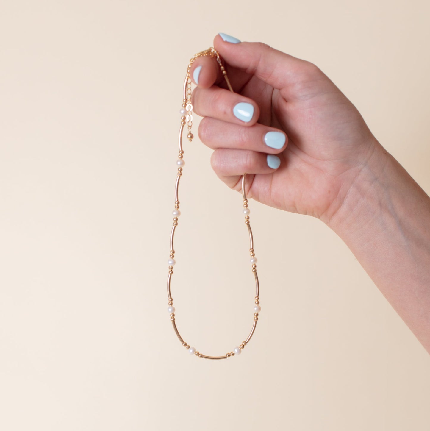 Tube Necklace with Pearl