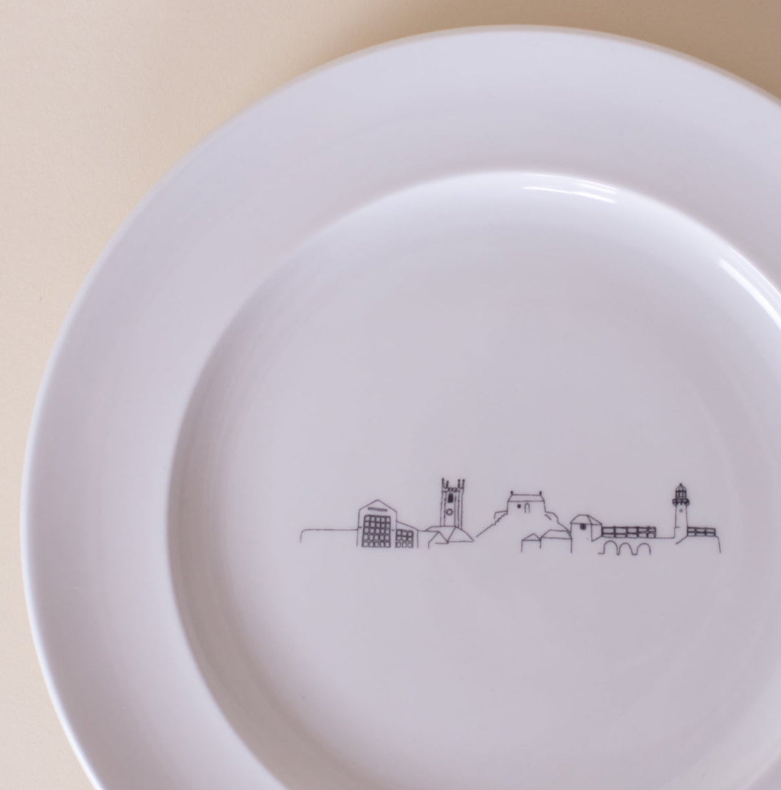 Screen Printed Skyline dinner plate
