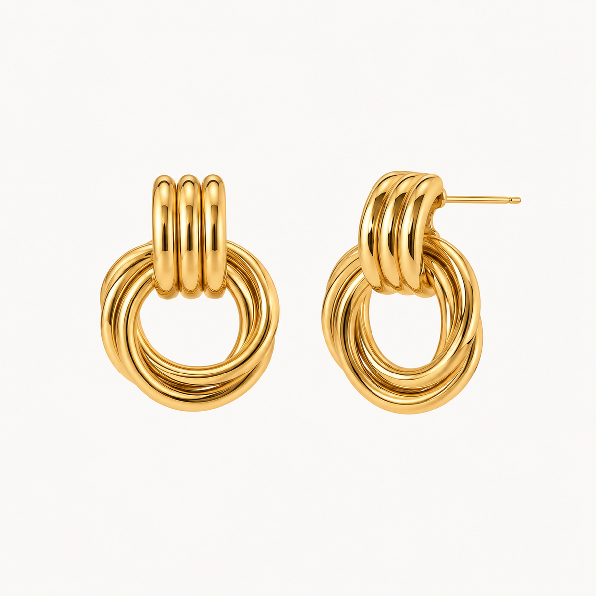 Mermaid Gold Triple Loop Drop Earrings - The St. Ives Co.