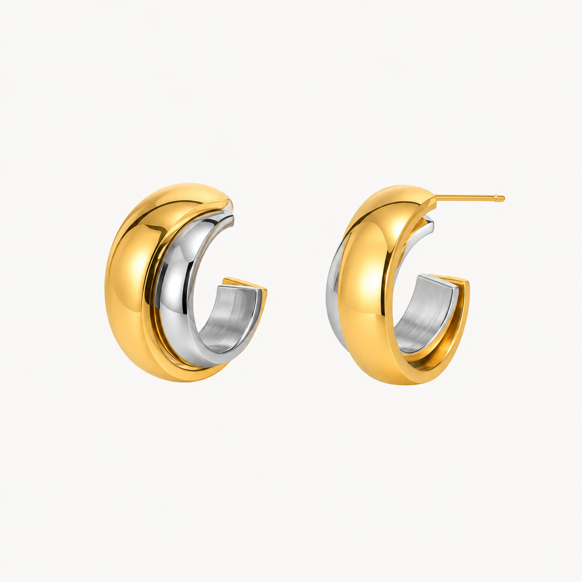 Mermaid Gold Two-Tone Sculptural Hoops - The St. Ives Co.