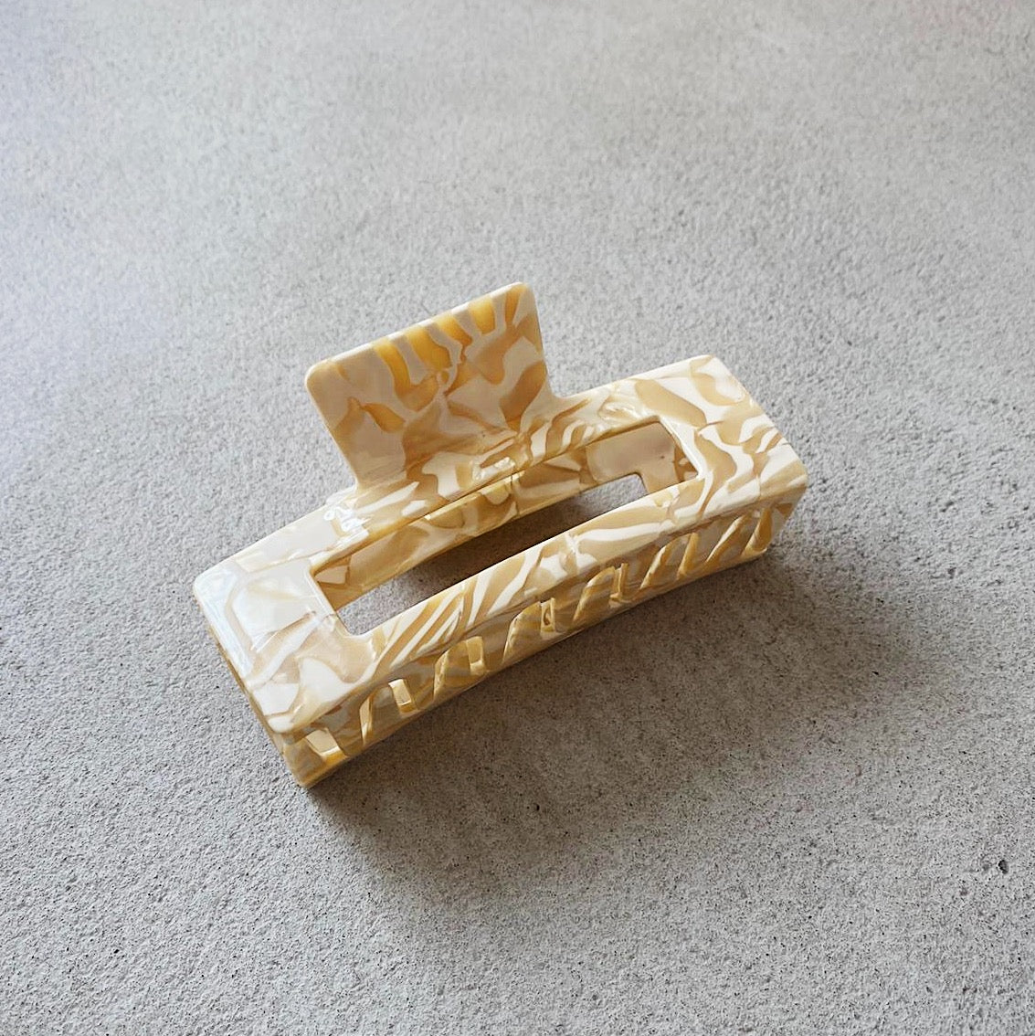 Cream Marble Square Claw Clip