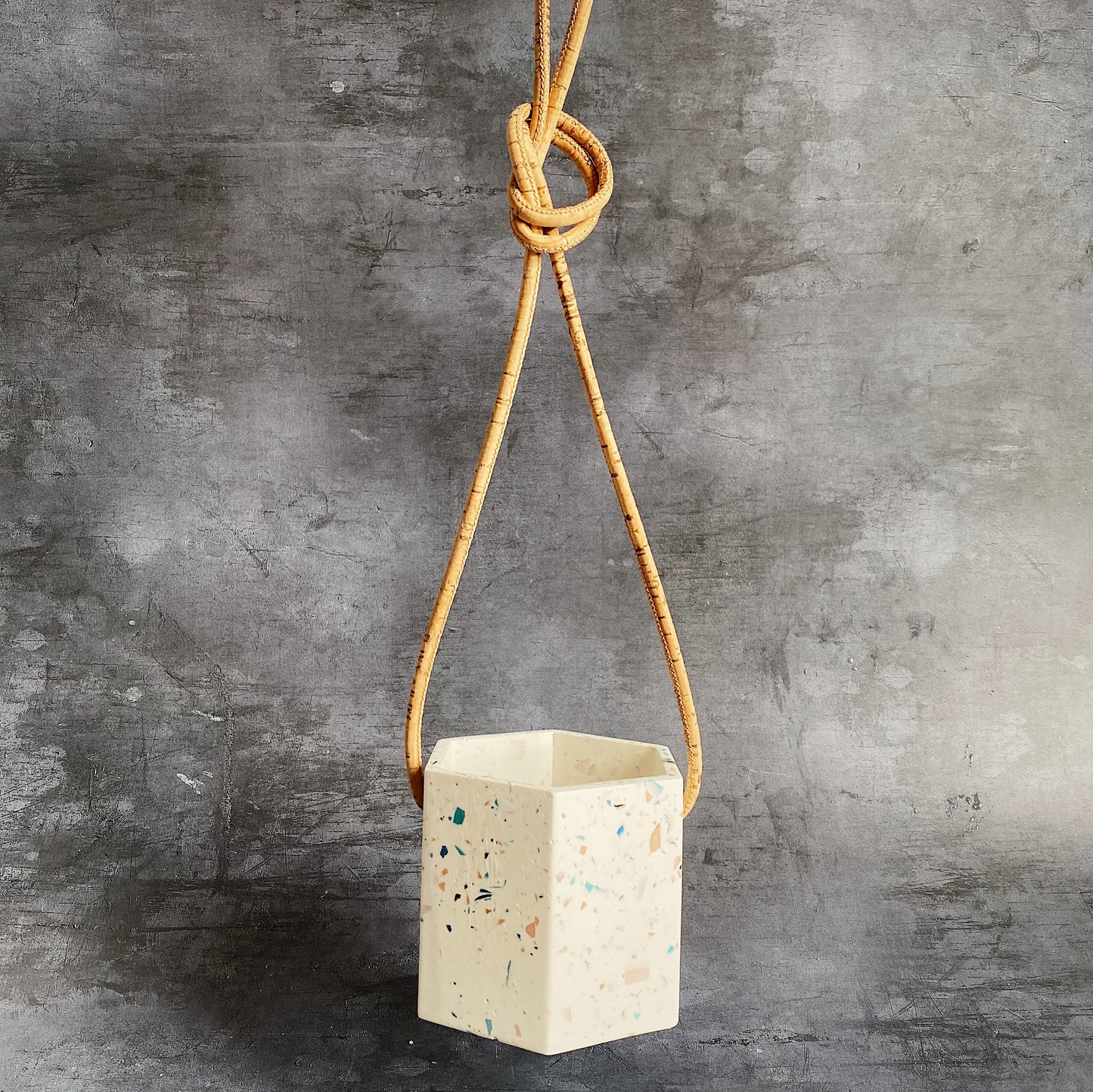 Terrazzo Hanging Plant Pot Unique Local Falmouth One Of A Kind Gift St Ives Decoration Living Room Window Balcony