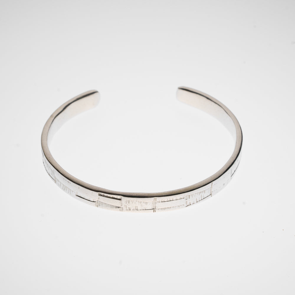 HH Patchwork Silver Cuff bracelet- hand Madde in Cornwall- Artisan