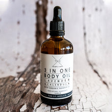 Load image into Gallery viewer, Lavender &amp; Calendula 3 in 1 Body Oil Moisturising Calming Cornish Cornwall St Ives Best Quality Small Batch Natural Meditation Scent Smell Organic Shower Bath Body Relax Cosy Luxury Relaxation Vegan
