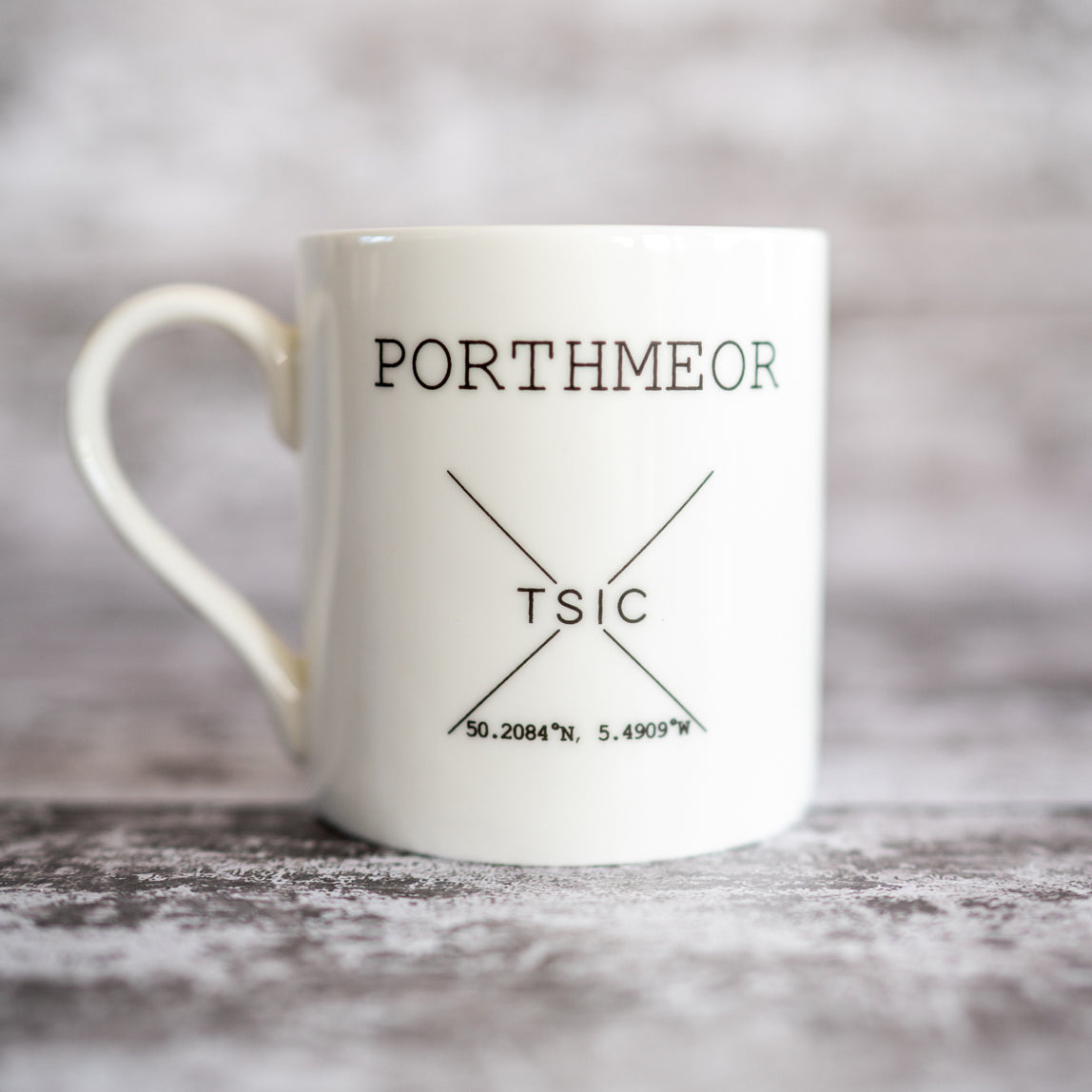 My Happy Place 'Porthmeor' Mug - The St. Ives Co. Cornwall Cornish Souvenir Holiday beach Happy Best Quote laity China Cup Mug Tea Coffee Warm Cosy Unique Local One Of A Kind Logo TSIC St Ives Cornwall Cornish