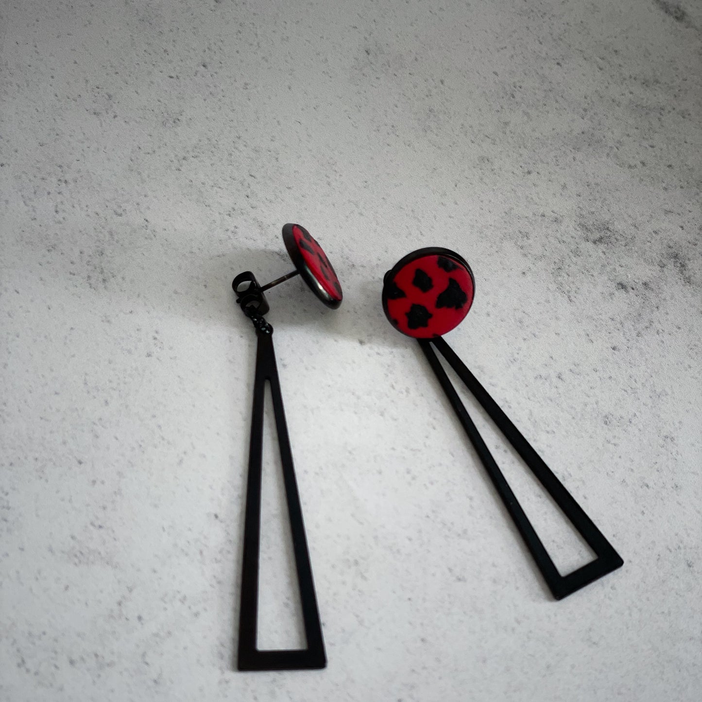 Red Leopard Dangly Earrings - The St. Ives Co.