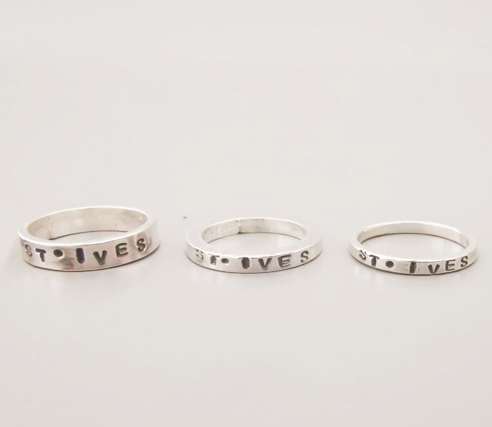 St. Ives Engraved Ring - The St. Ives Co. Cornwall Cornish Souvenir Holiday beach Jewellery Gift Unique One Of A Kind Personal Local Souvenir Best