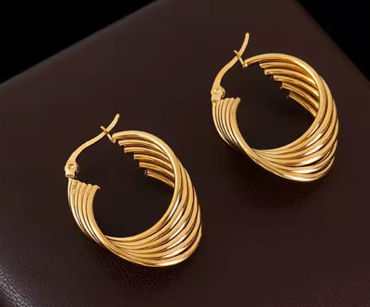 Multi row gold hoop mermaid earrings - The St. Ives Co.