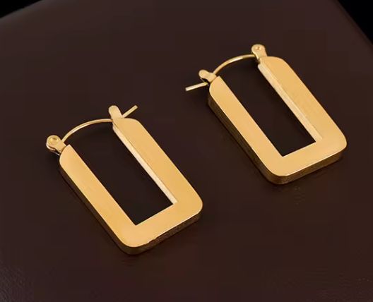 Rectangle gold hoop mermaid earrings - The St. Ives Co.