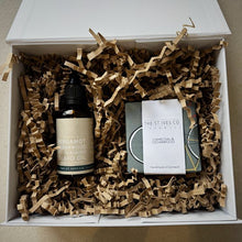 Load image into Gallery viewer, Beard Oil &amp; Charcoal Hand Made Soap Hamper
