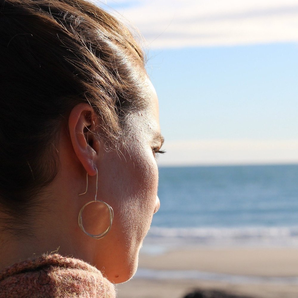 Cornish Beach Pebble Hoop Earrings