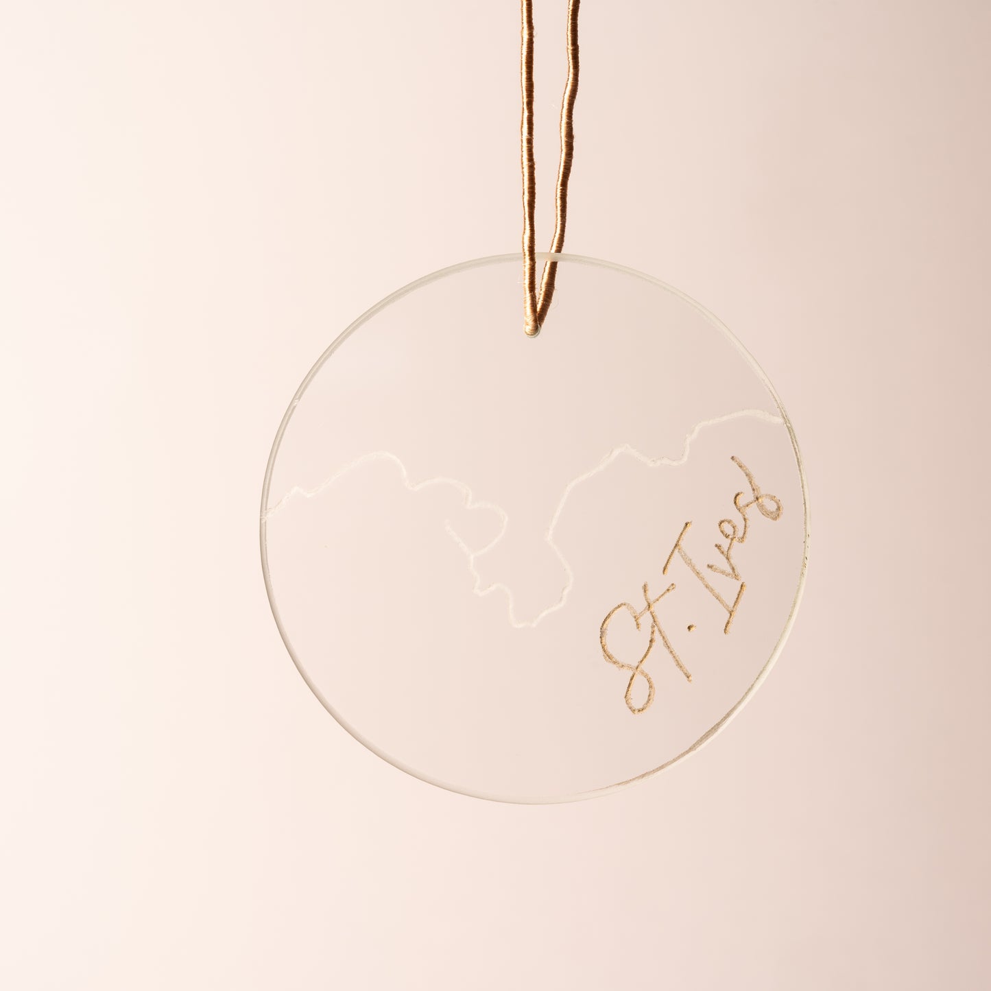Hand Etched Round St. Ives Coastline Decoration - The St. Ives Co.