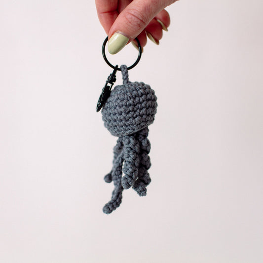 Grey Crochet Jellyfish Keyring - The St. Ives Co.