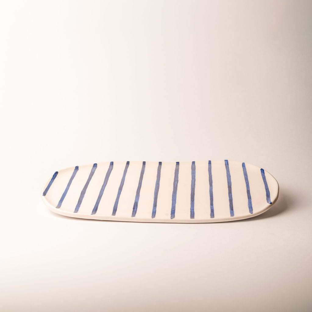 Oval Stripe Platter Plate by Frances - The St. Ives Co.