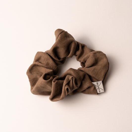 Brown Linen Scrunchie