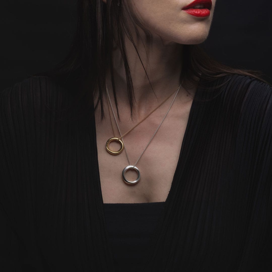 HH Flow Ring Silver Necklace with 24" Chain