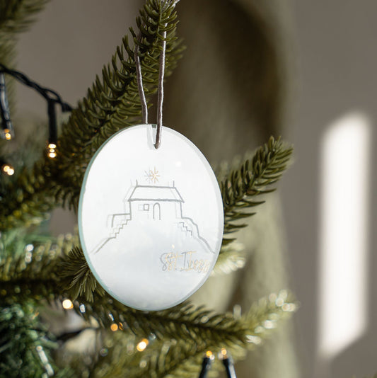 Hand Etched Round Chapel Christmas Decoration