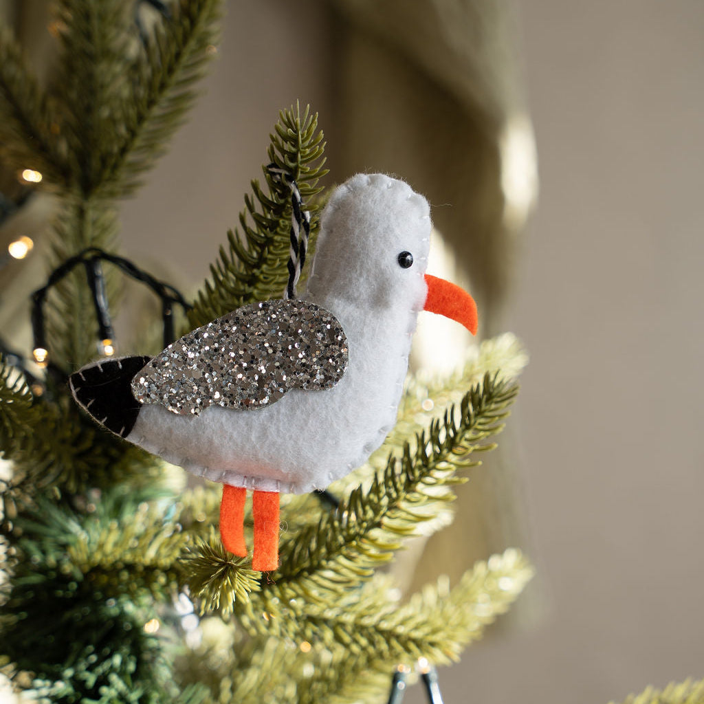 Glitzy Seagull Decoration - The St. Ives Co.