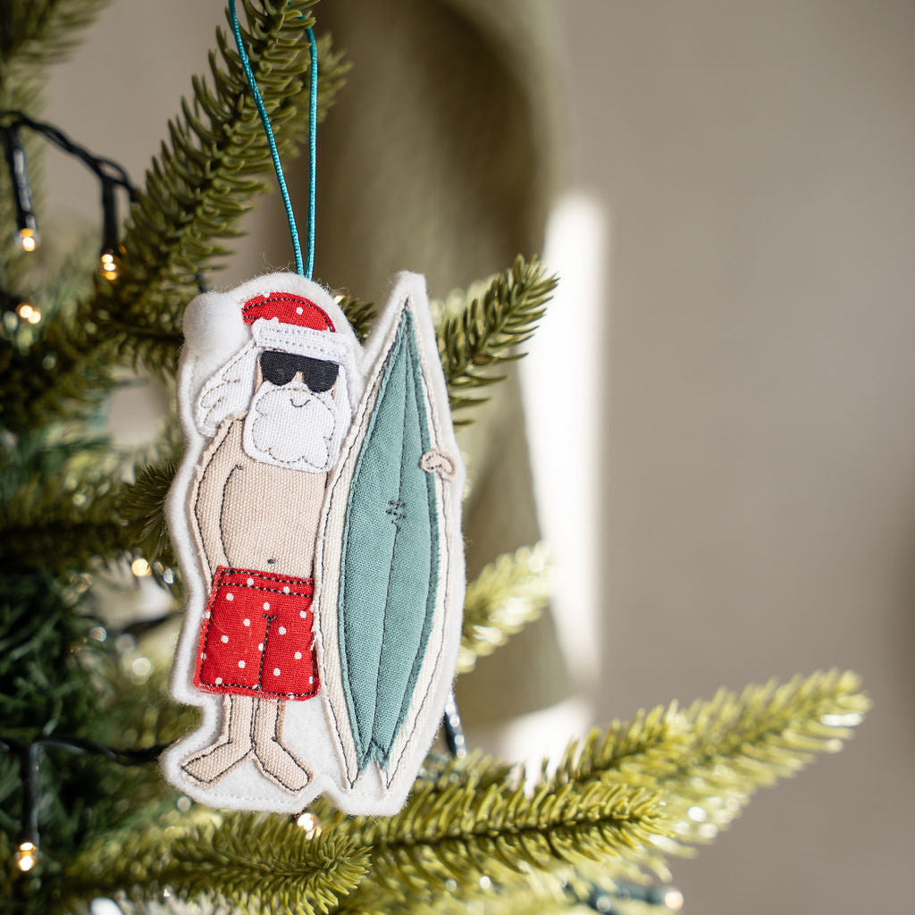 Surfing Santa Christmas decoration - The St. Ives Co.
