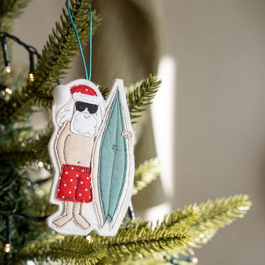 Surfing Santa Christmas decoration