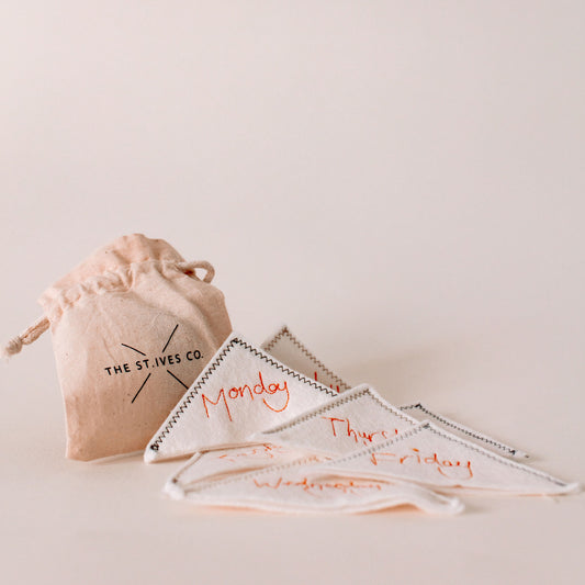 Hand embroidered Cookbook bookmarks- every day of the week- Made in Cornwall- exclusive- artisan, hand made. St Ives 