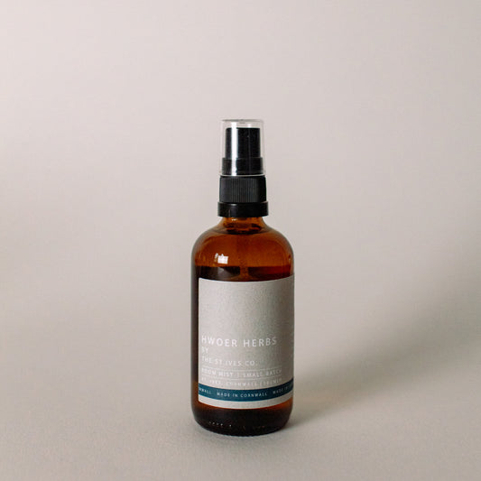 Hwoer herb room mist- Made in St Ives Cornwall- Amber jar- Gift- Artisan