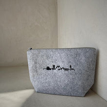 Load image into Gallery viewer, Light Grey Skyline Felt makeup Bag
