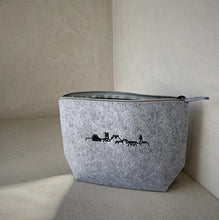 Load image into Gallery viewer, Light Grey Skyline Felt Wash Bag
