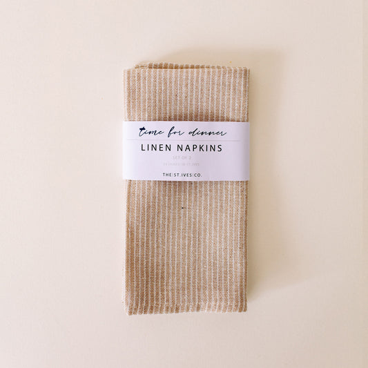 Set of 2 linen napkins- natural colour. By the st ives co. Cornwall 